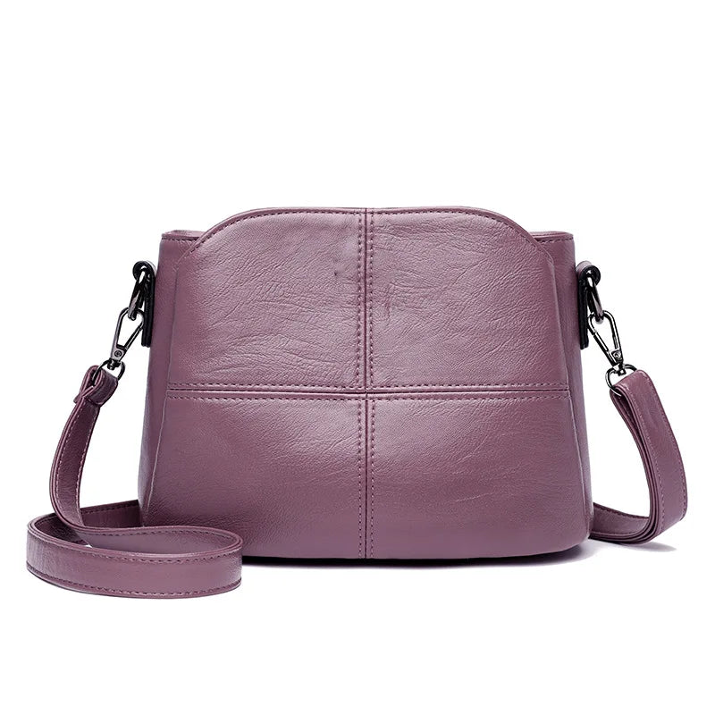 Retro PU Leather Bucket Crossbody Bag