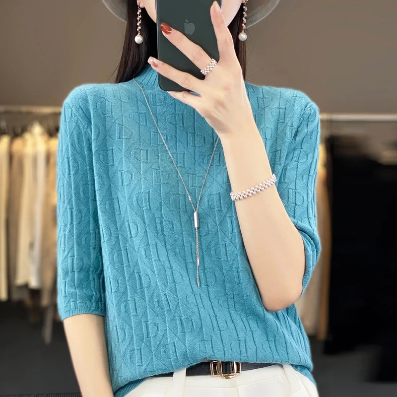 Women’s Diamond Letter Design Knit Sweater