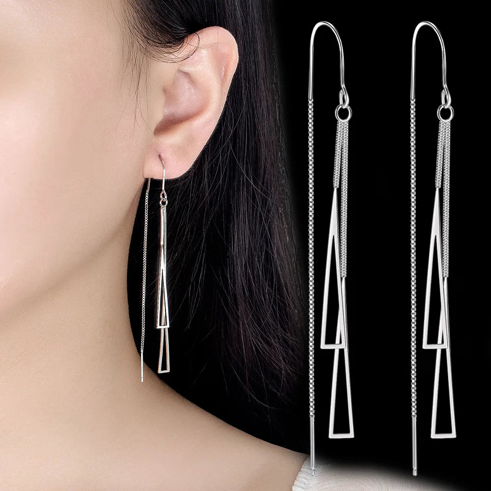Sterling Silver Triangle Pendant Set