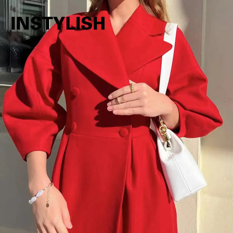 Winter Coat for Women Elegant Lantern Sleeve