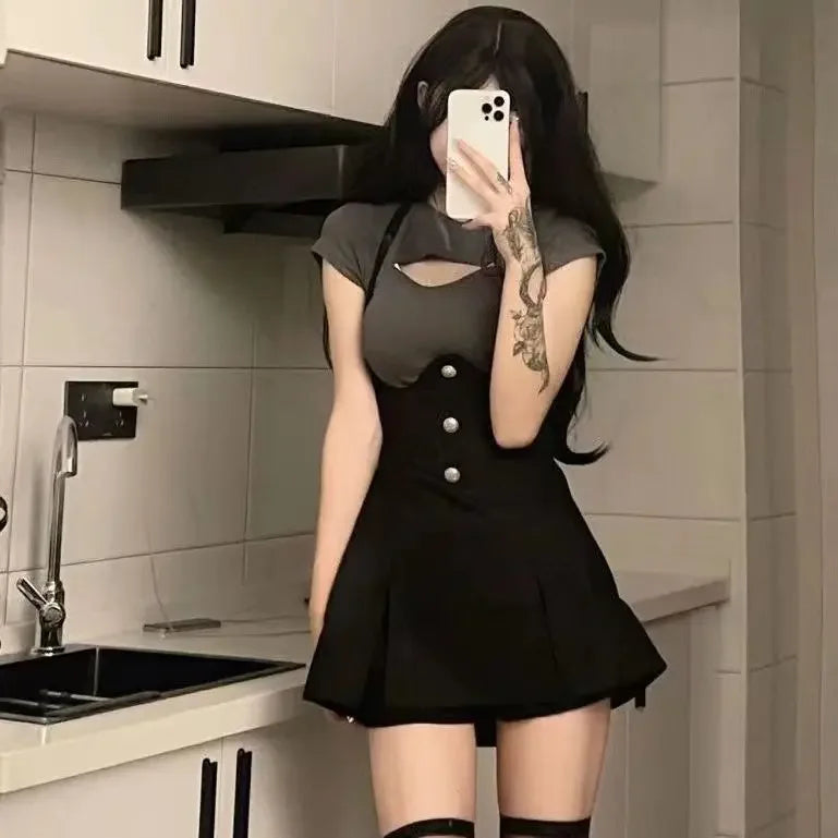 Sexy Dresses for Women Black Bodycon Hollow Corset Coquette Prom Evening Party Tight Woman Long Sleeve Dress Fashion Summer 2025