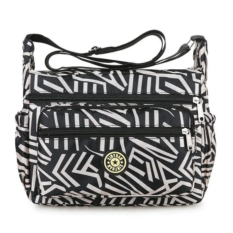 Large Capacity Nylon Flower Shoulder Bag