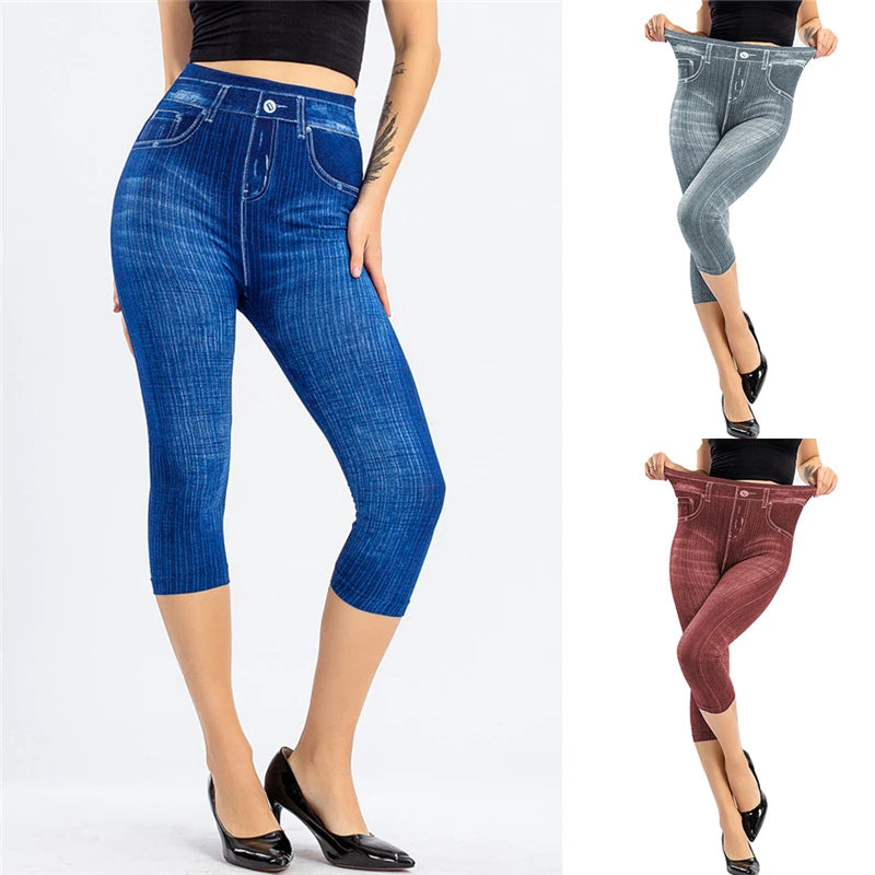 High Waist Skinny Capri Jeans