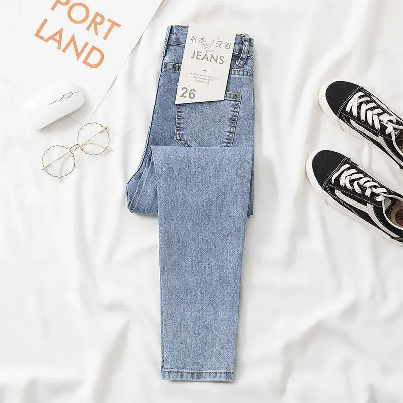 Black Grey Slimming Cropped Jeans