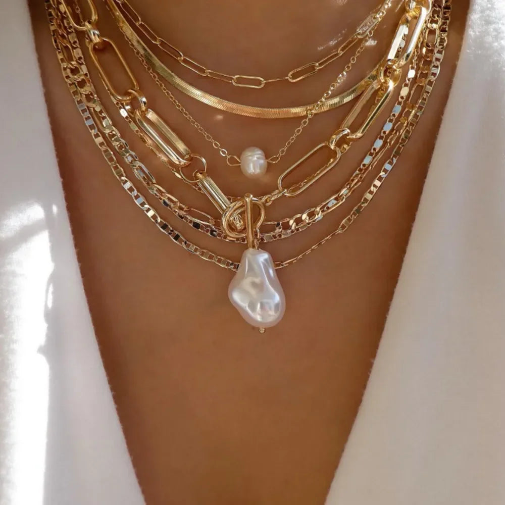 Boho Gold Multi-Layer Crystal Necklace