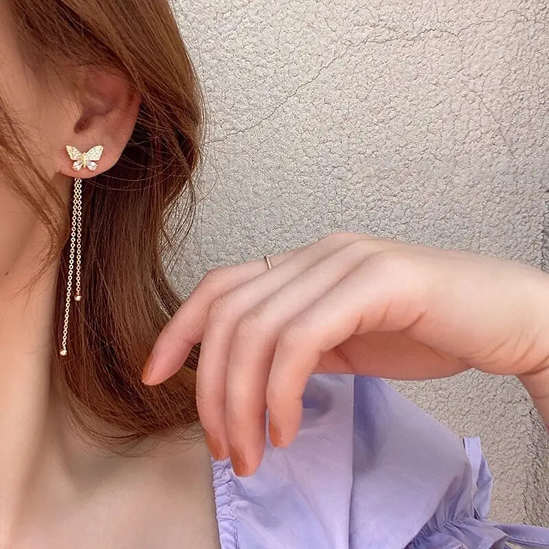 Exquisite Butterfly Tassel Earrings