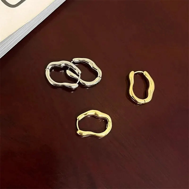 Gold Metallic Geometric Hoop Earrings