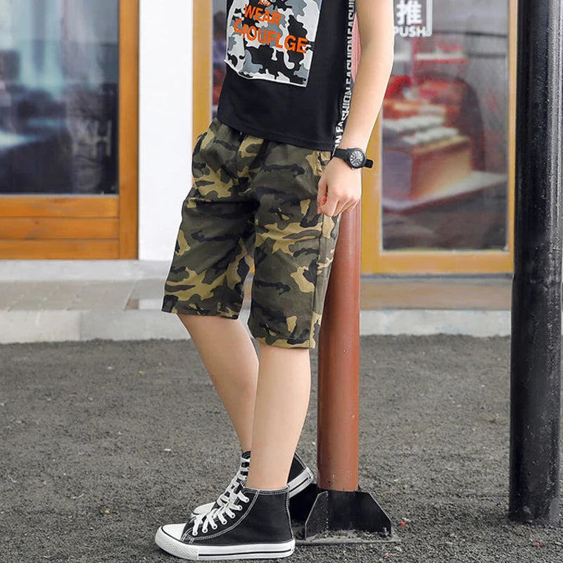 Boys Army Camouflage Shorts Summer