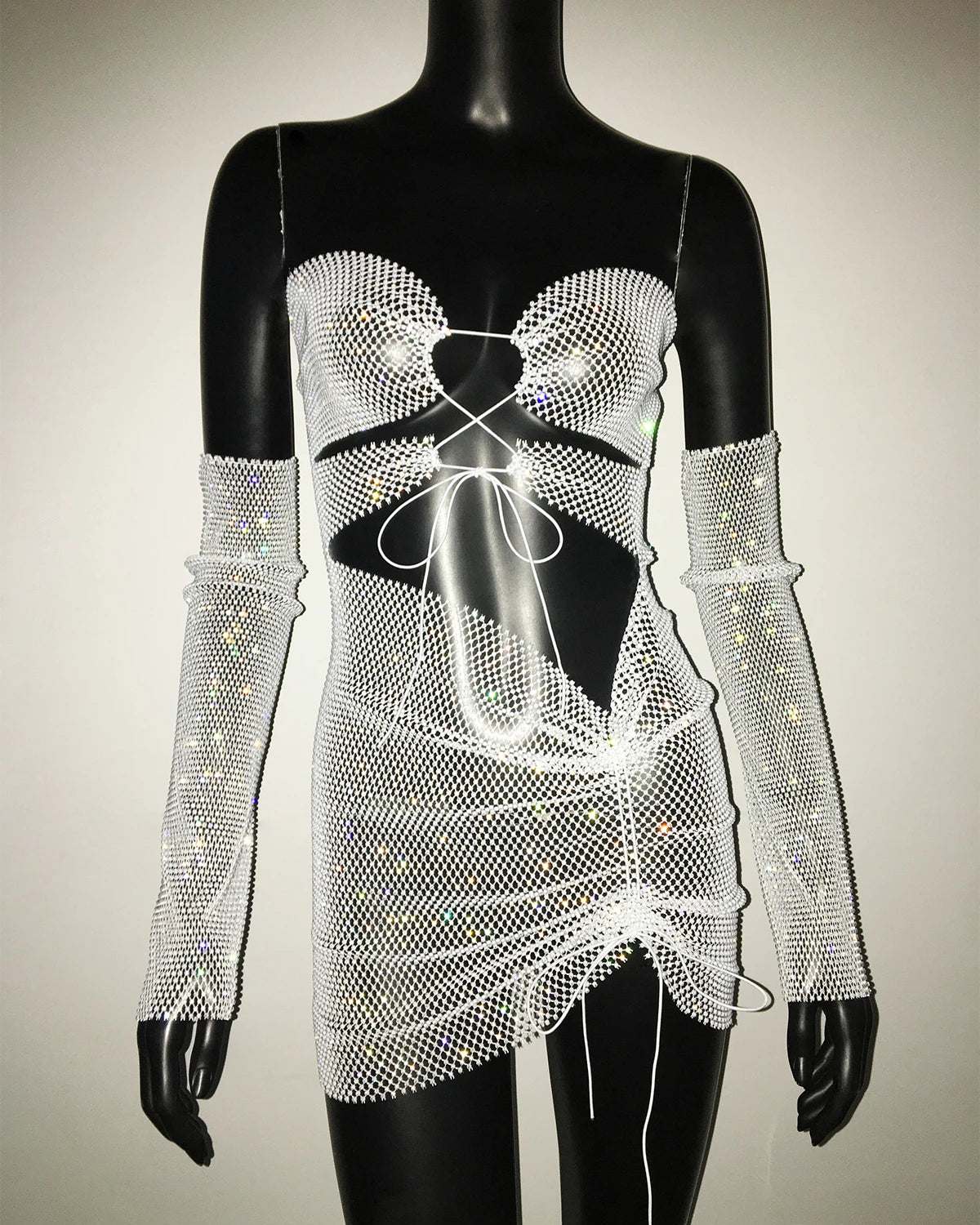 Women Sexy Two Piece Sets Strapless Rhinestone Diamond Crop Top