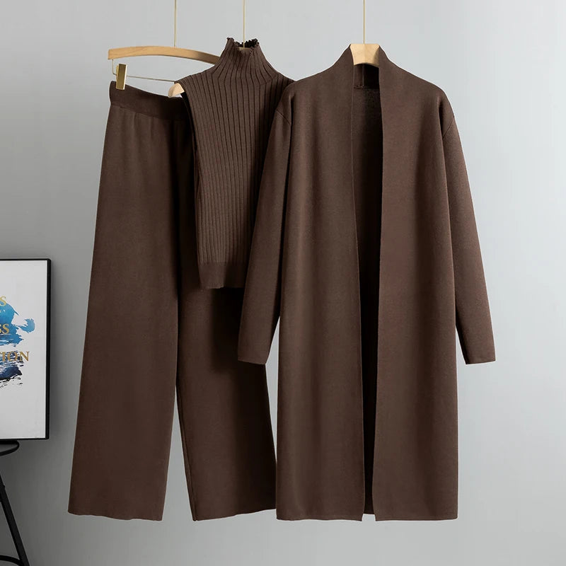 Women’s 3-Piece Knitted Cardigan Tracksuit