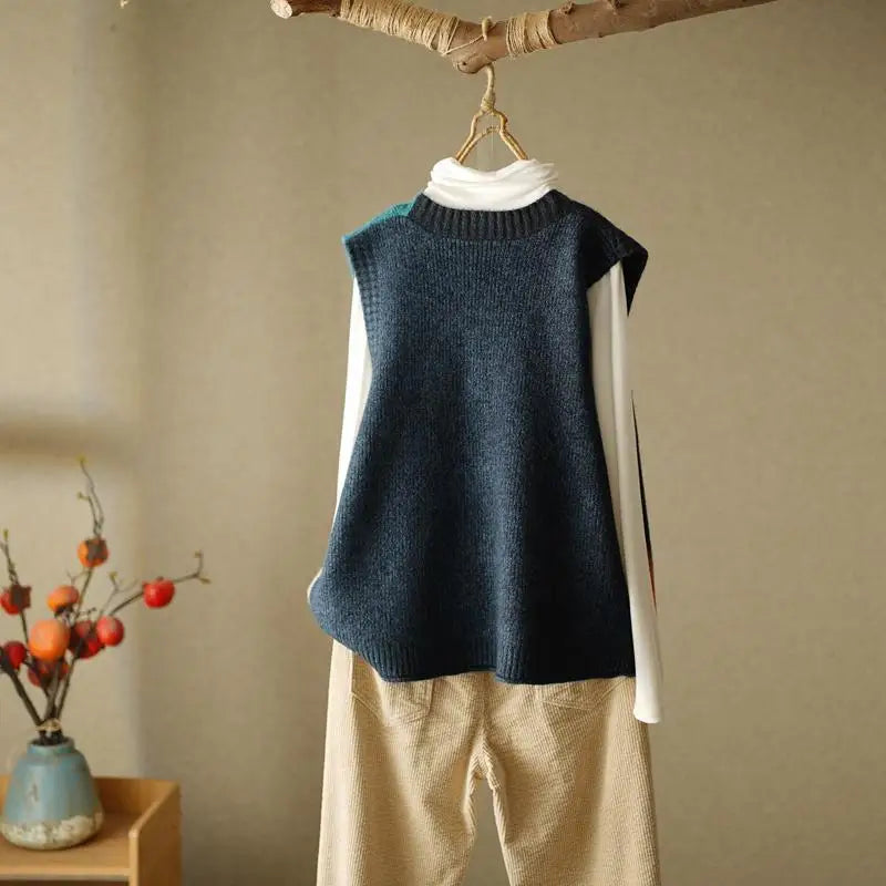 Retro Knitted Sweater Vest for Women