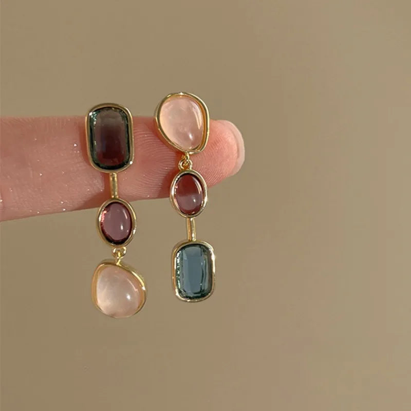 Asymmetric Colorful Resin Geometric Earrings
