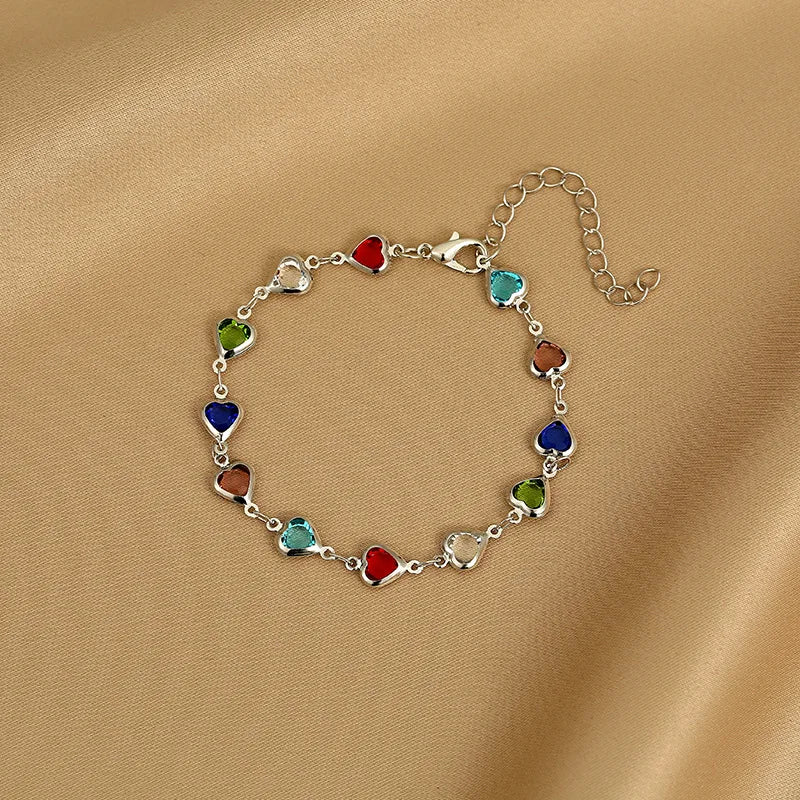 Exquisite Korean Crystal Heart Zircon Bracelet