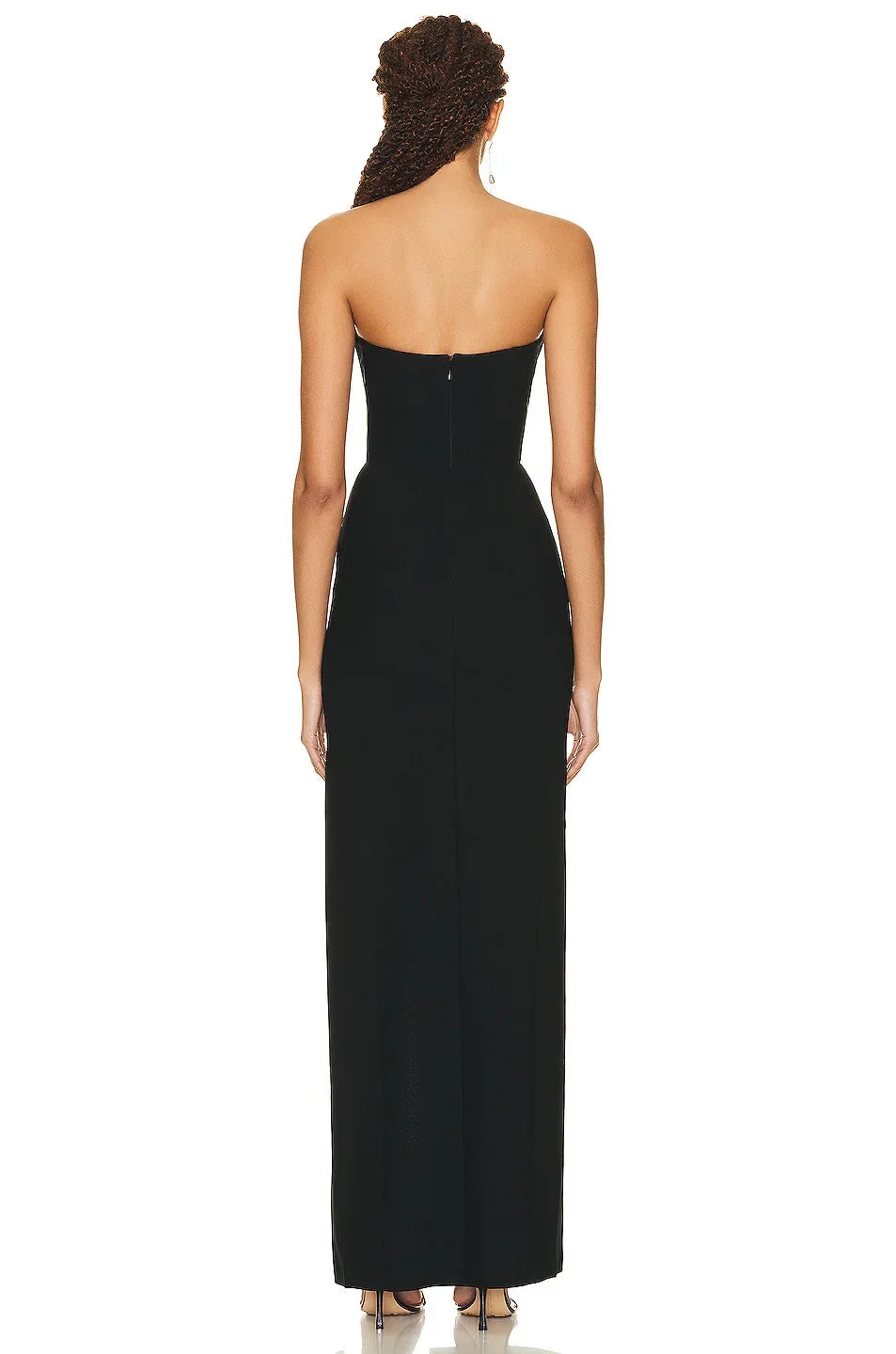 2024 New Summer Black Strapless Long Split  Bandage Dress