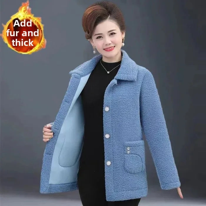 Women’s Fleece Lined Lamb Fur Jacket