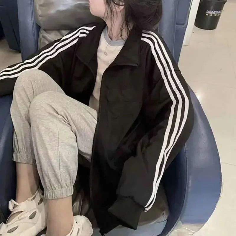 Unisex Three Stripe Baseball Jacket