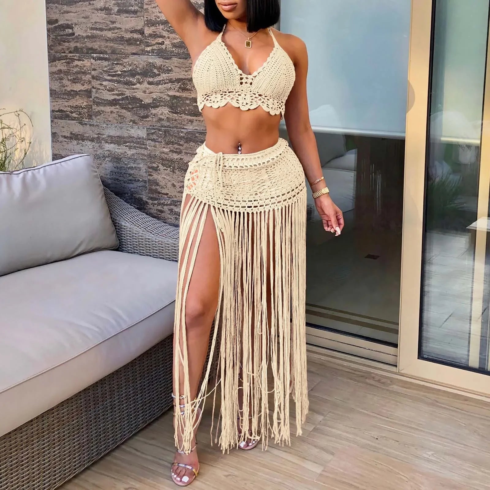 Women'S Two Piece Swimsuit Beach Cover Up Fashion