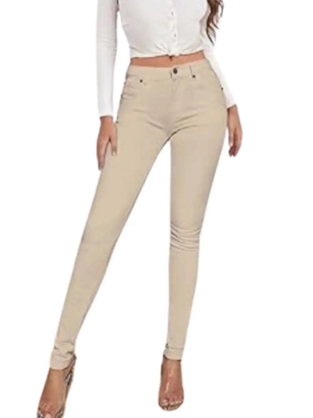 Casual Stretchy White Skinny Jeans