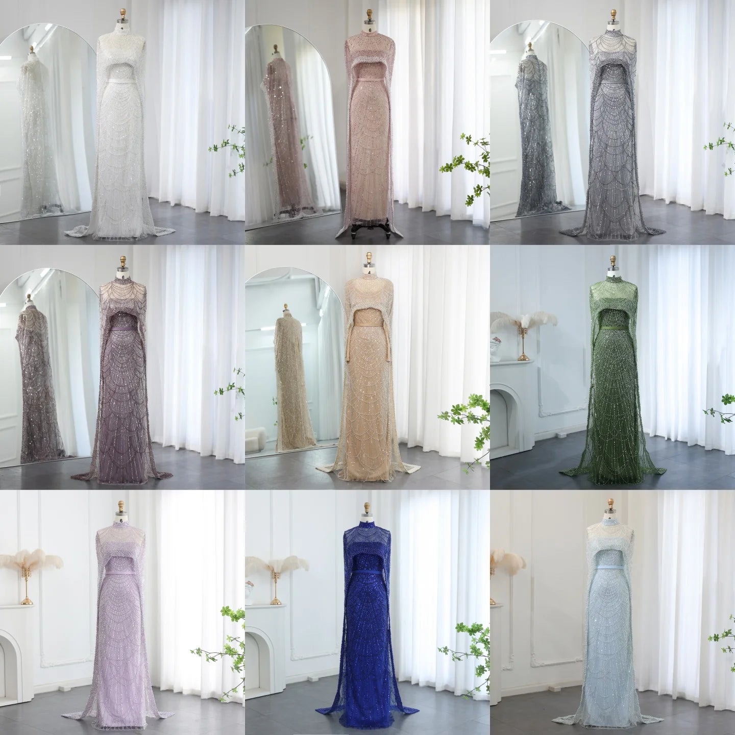 Sharon Said Luxury Pearls Dubai Champagne Evening Dresses