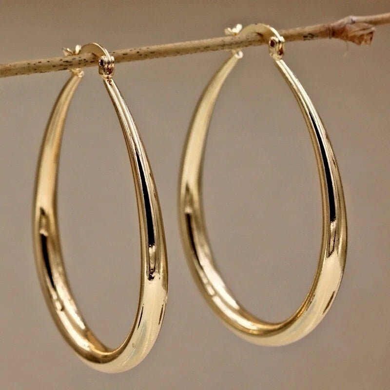 Shine Gold Color Hoop Earrings