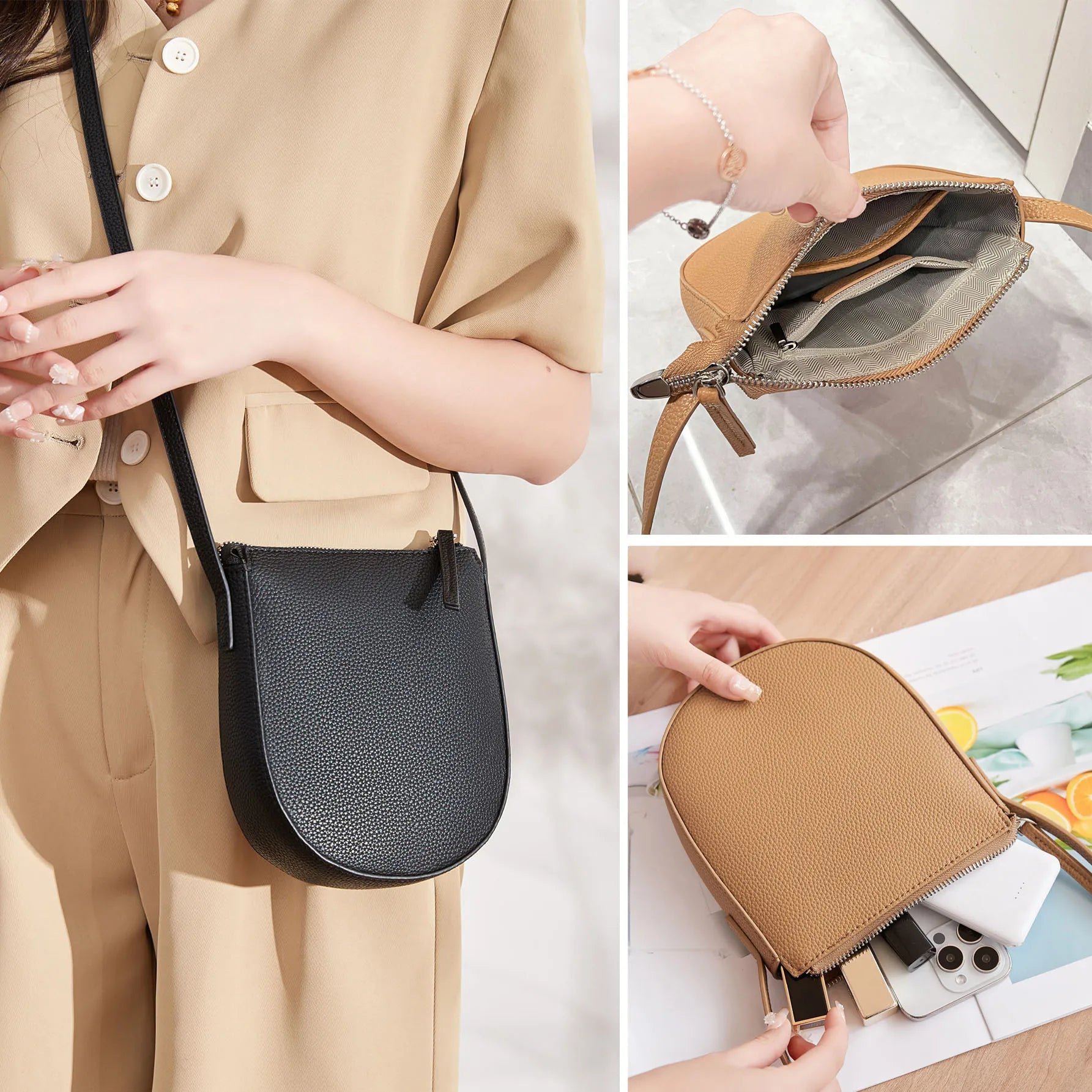 Classic Minimalist Solid Color Crossbody Bag