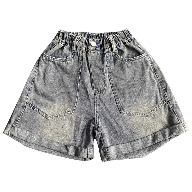 Korean Style Girls' Denim Pocket Shorts