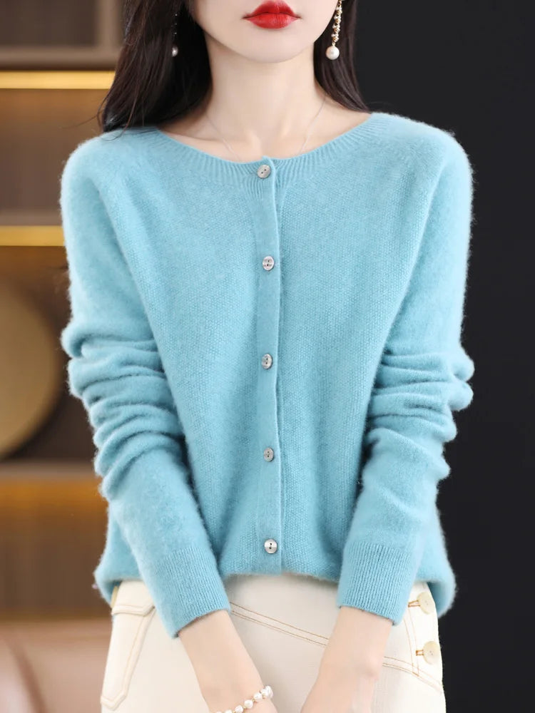 Addonee Women's 100% Merino Wool Cardigan