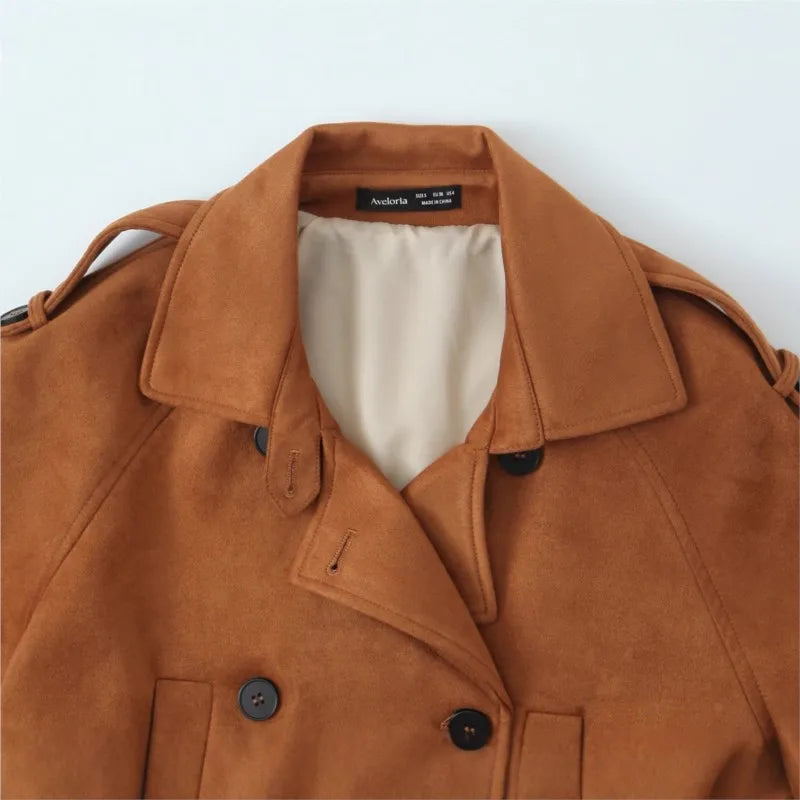 Autumn Winter Women Vintage Suede Jacket Coat