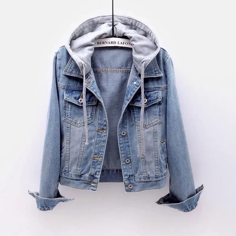Korean Style Hooded Denim Jacket for Women