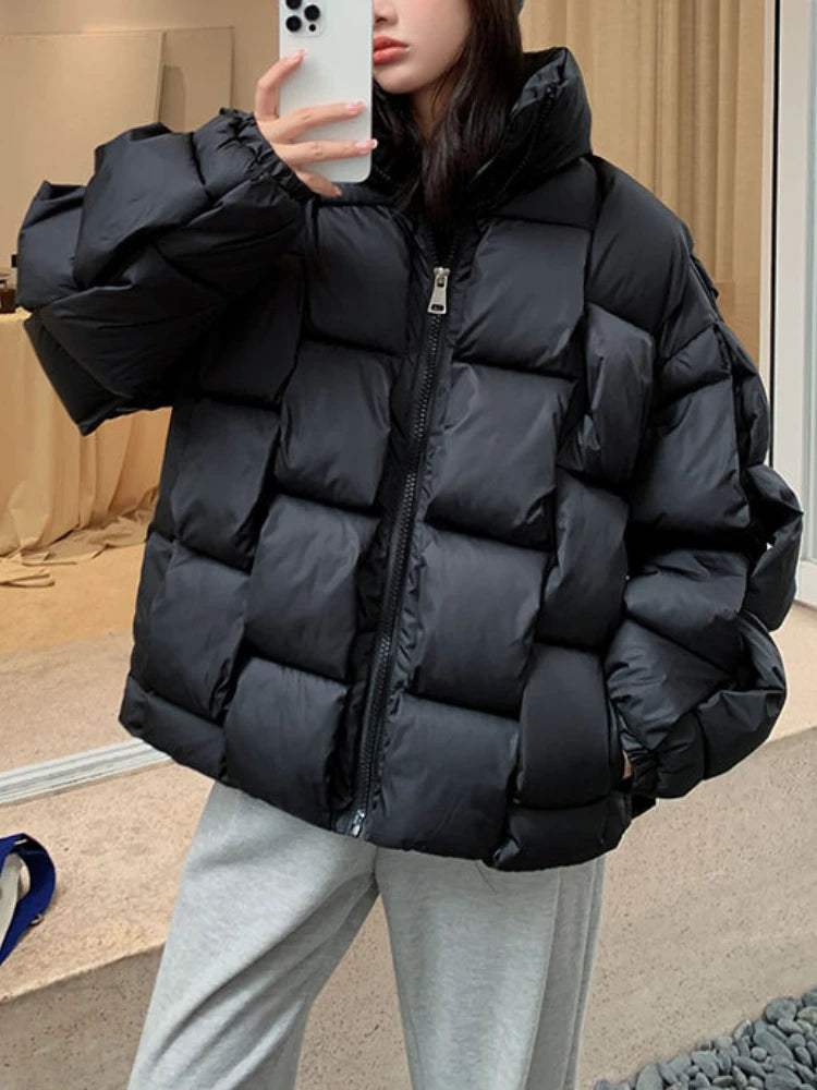 Winter Jacket for Women Three-dimensional Plaid Woven Fashion
