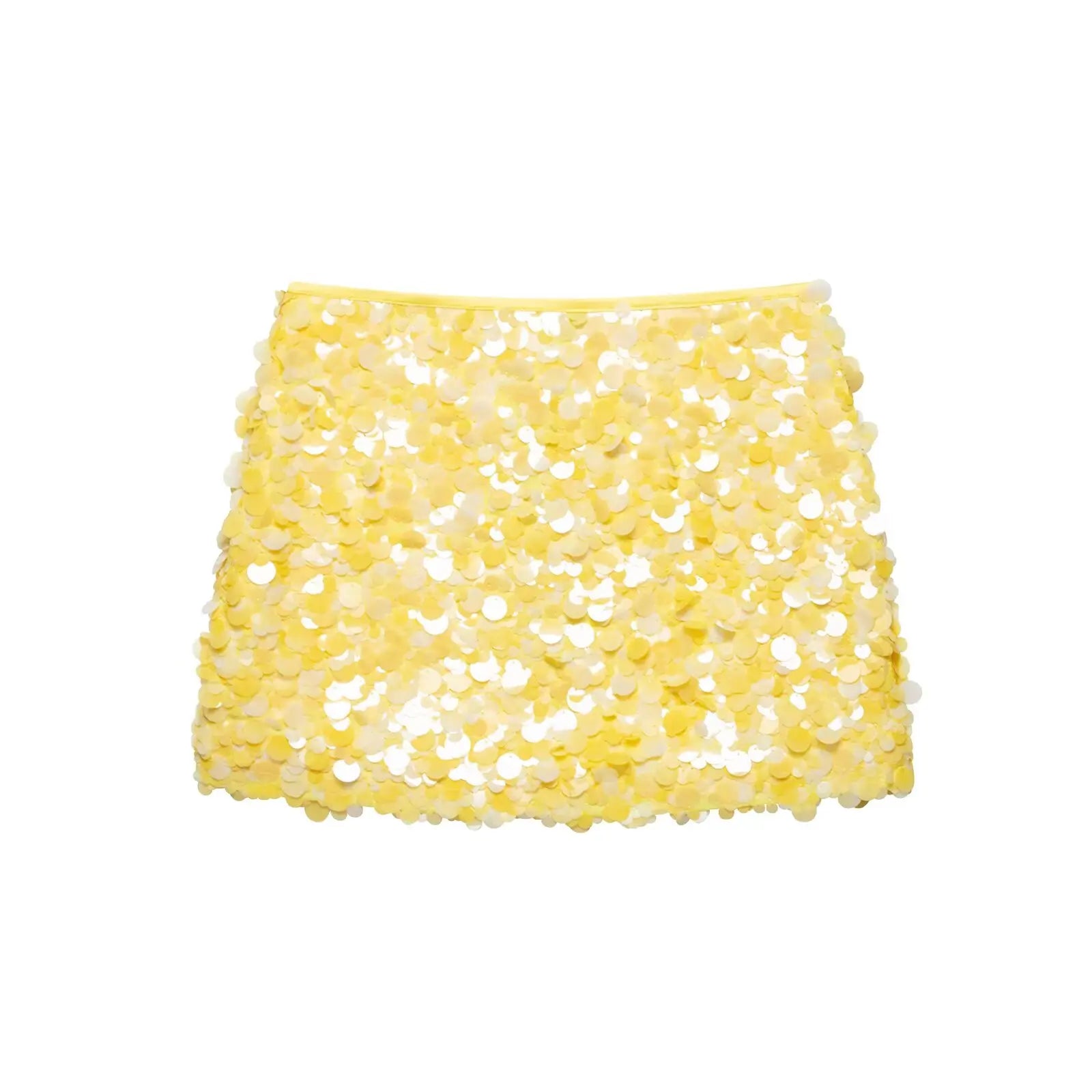 HH Women New Fashion Versatile High Waist Slim Yellow Sequin