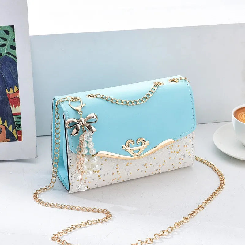 Korean Crossbody Bag with Pendant Chain