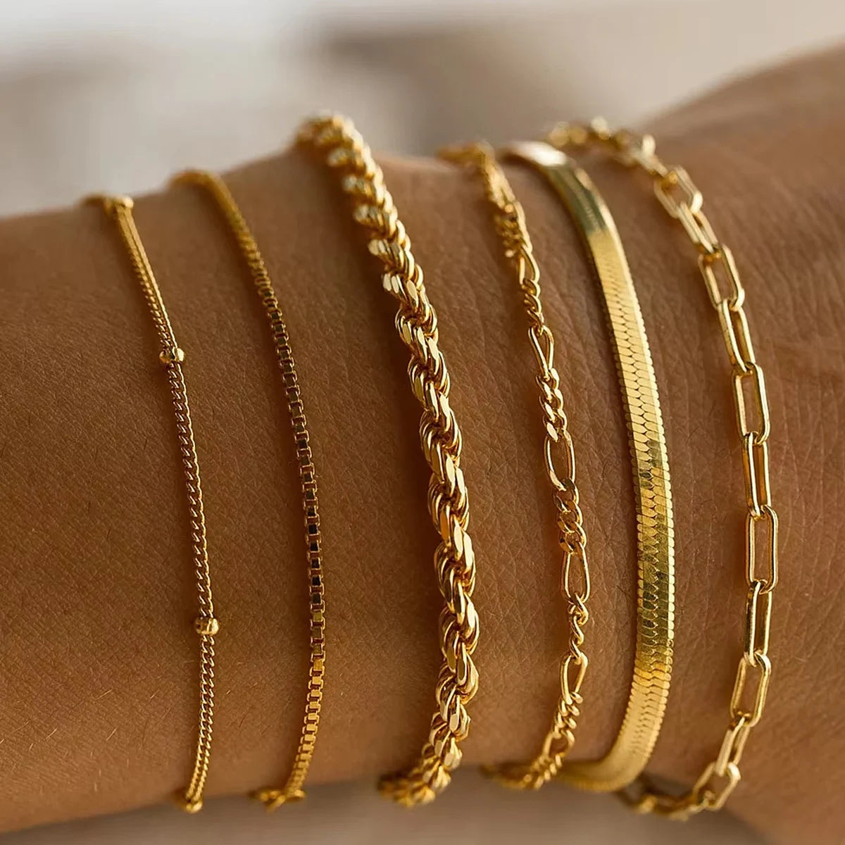 Gold Color Bold Link Snake Chain Bracelet