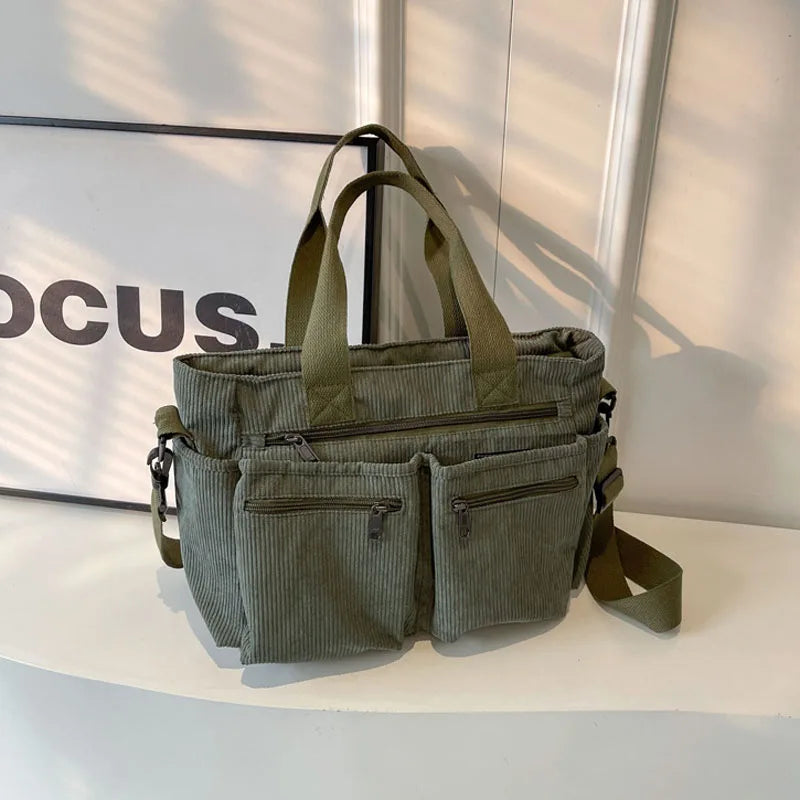 Velvet Corduroy Large Capacity Shoulder Bag
