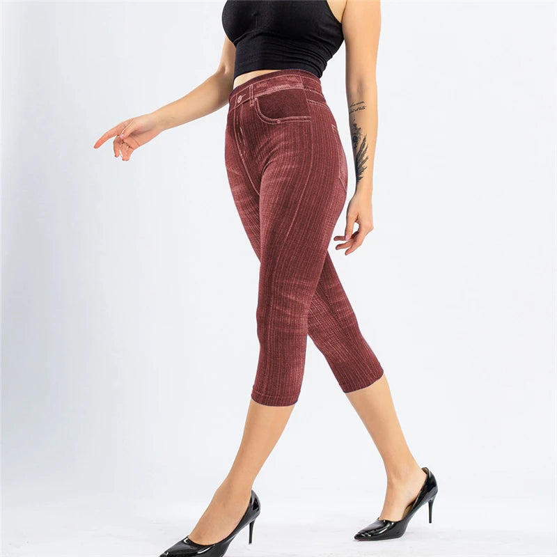 High Waist Skinny Capri Jeans