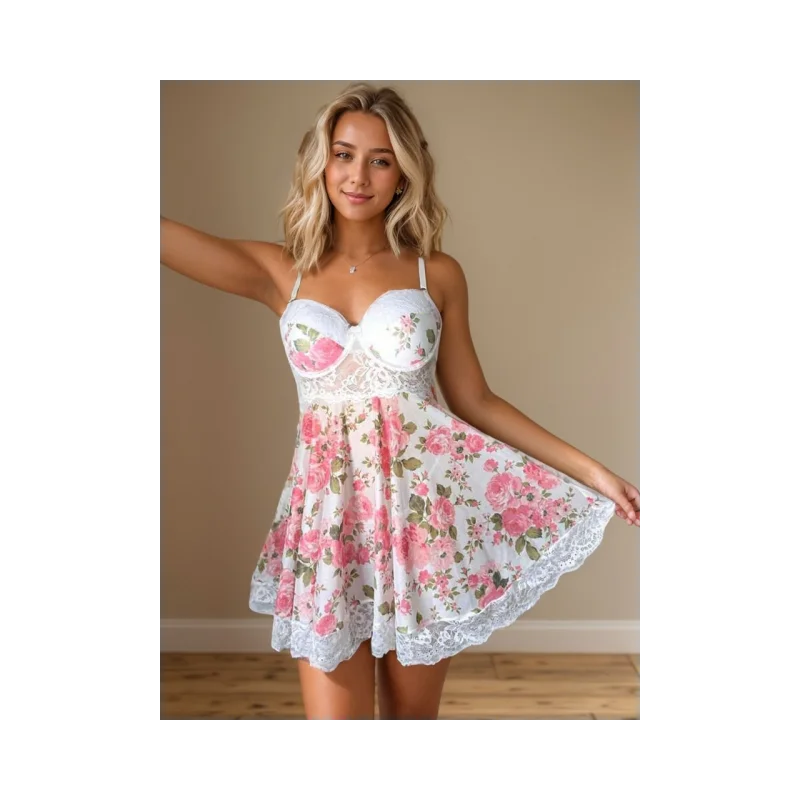 Sexy Night Dress ,Women Pajamas Sexy Lingerie Flower Lace Temptation Low Back For Women