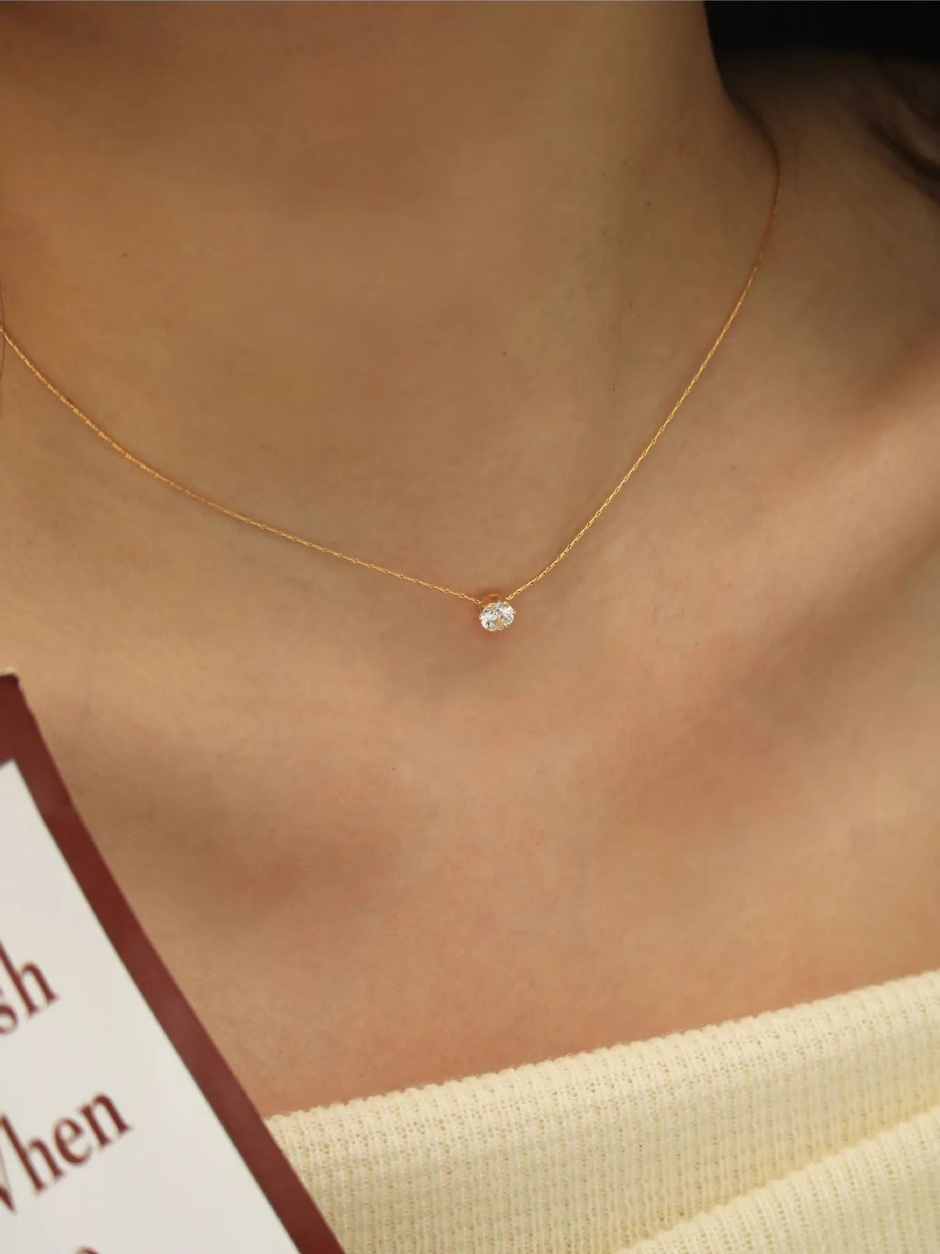Minimalist Solitaire Zircon Necklace