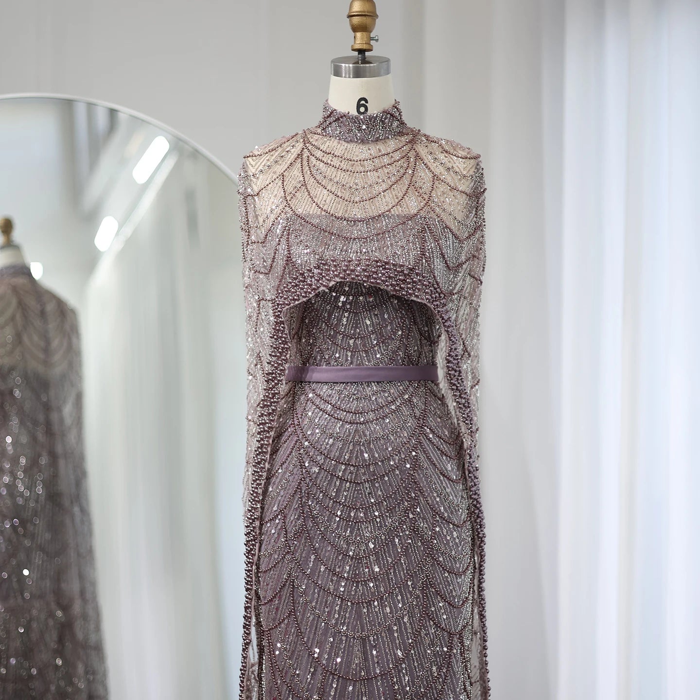Sharon Said Luxury Pearls Dubai Champagne Evening Dresses