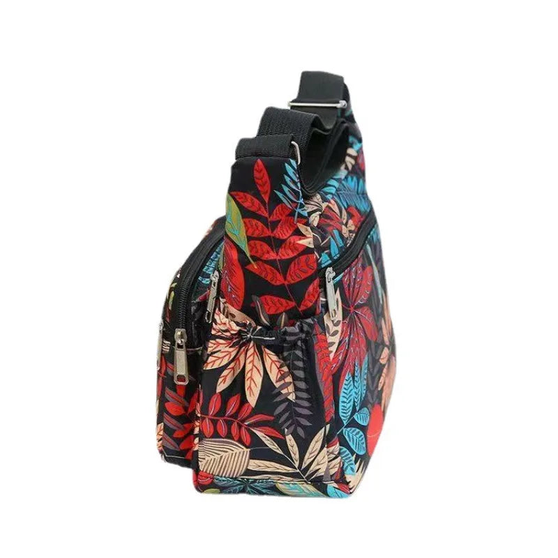 Large Capacity Nylon Flower Shoulder Bag