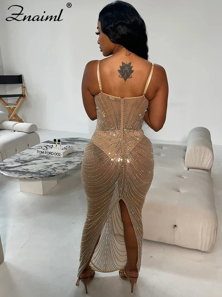 Znaiml Sexy Mesh See Through Night Party Club Birthday Dress