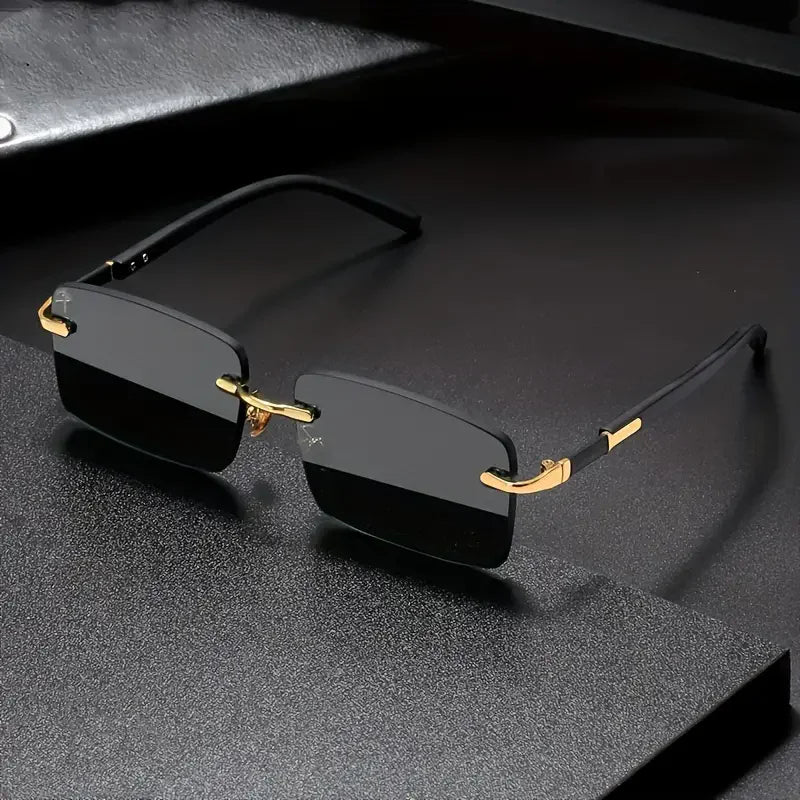 Rimless Rectangle Sunglasses for Men & Women