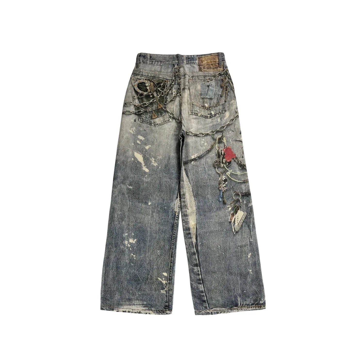 CHIC Streetwear Baggy Jeans for Men American Vintage 3D Painting Printed Washed Denim Pants Women Straight Wide Leg Trousers