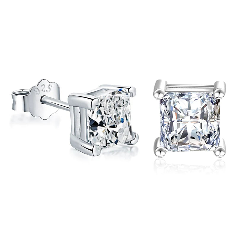 Sterling Silver Square Crystal Earrings