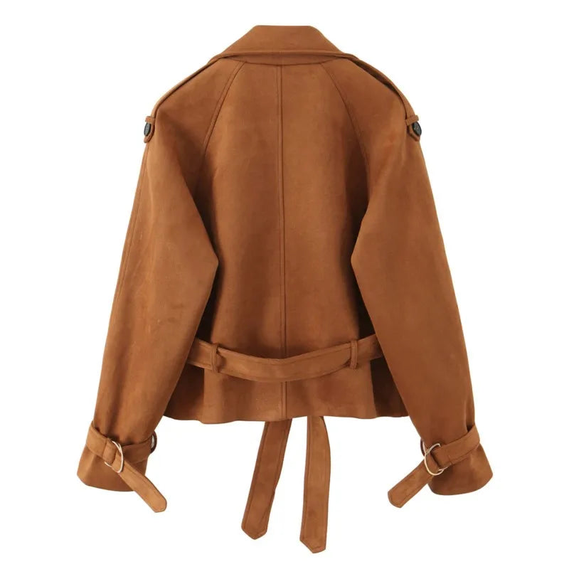 Autumn Winter Women Vintage Suede Jacket Coat