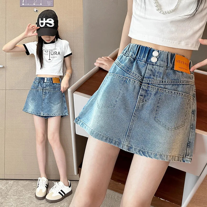 Girls' Summer Denim Pantskirt