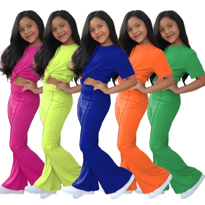 Girls' T-Shirt & Flared Pants Set