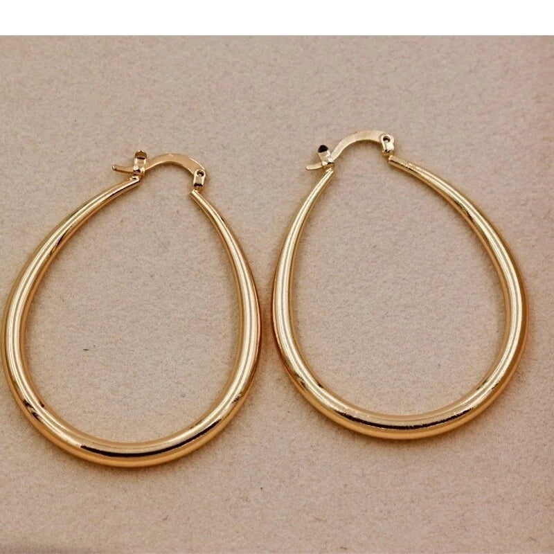 Shine Gold Color Hoop Earrings