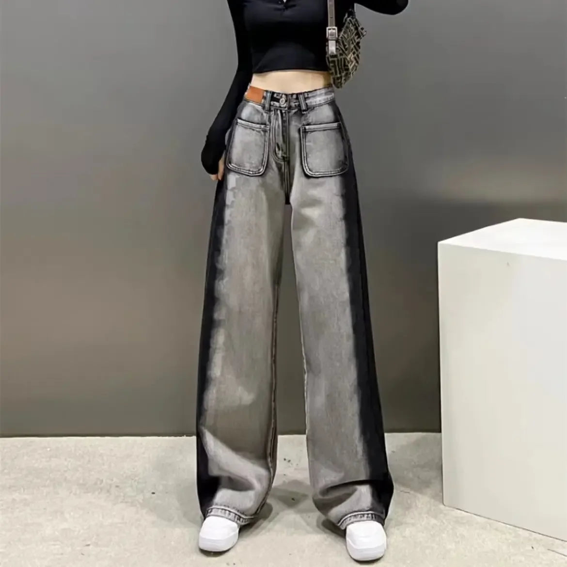 Women's High-Waisted Straight-Leg Jeans