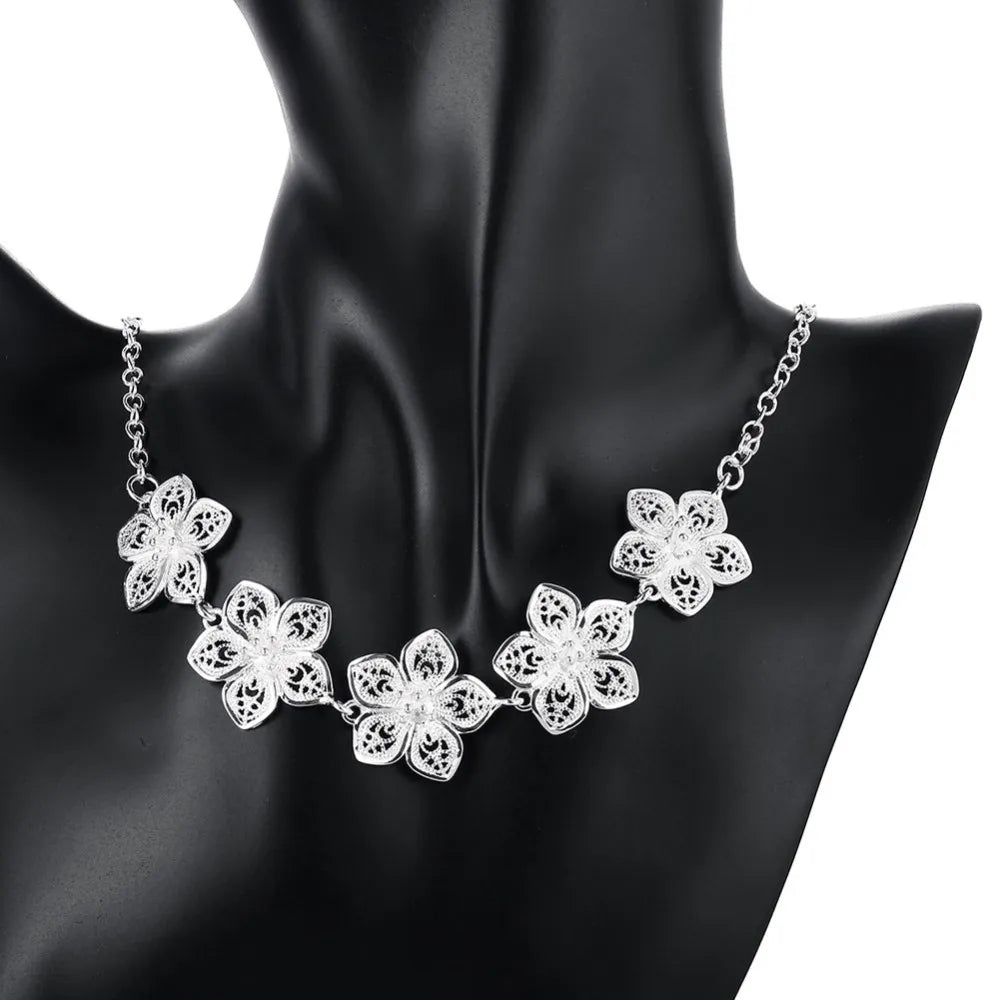 925 Sterling Silver Flower Jewelry Set