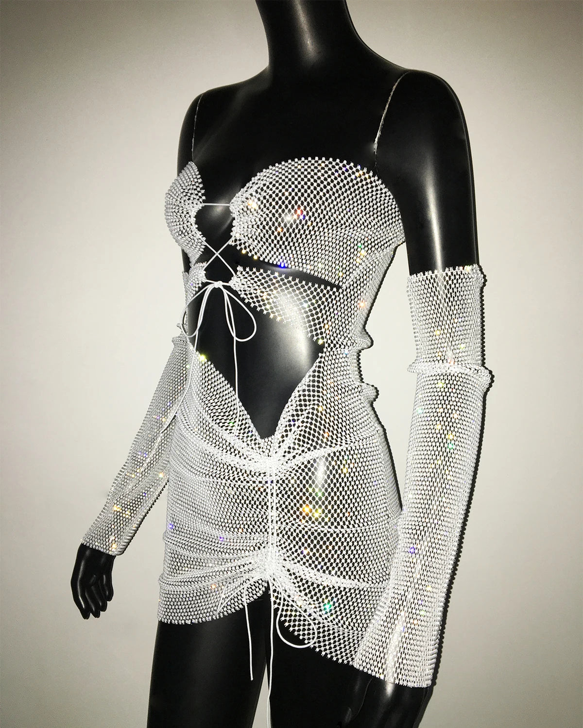 Women Sexy Two Piece Sets Strapless Rhinestone Diamond Crop Top